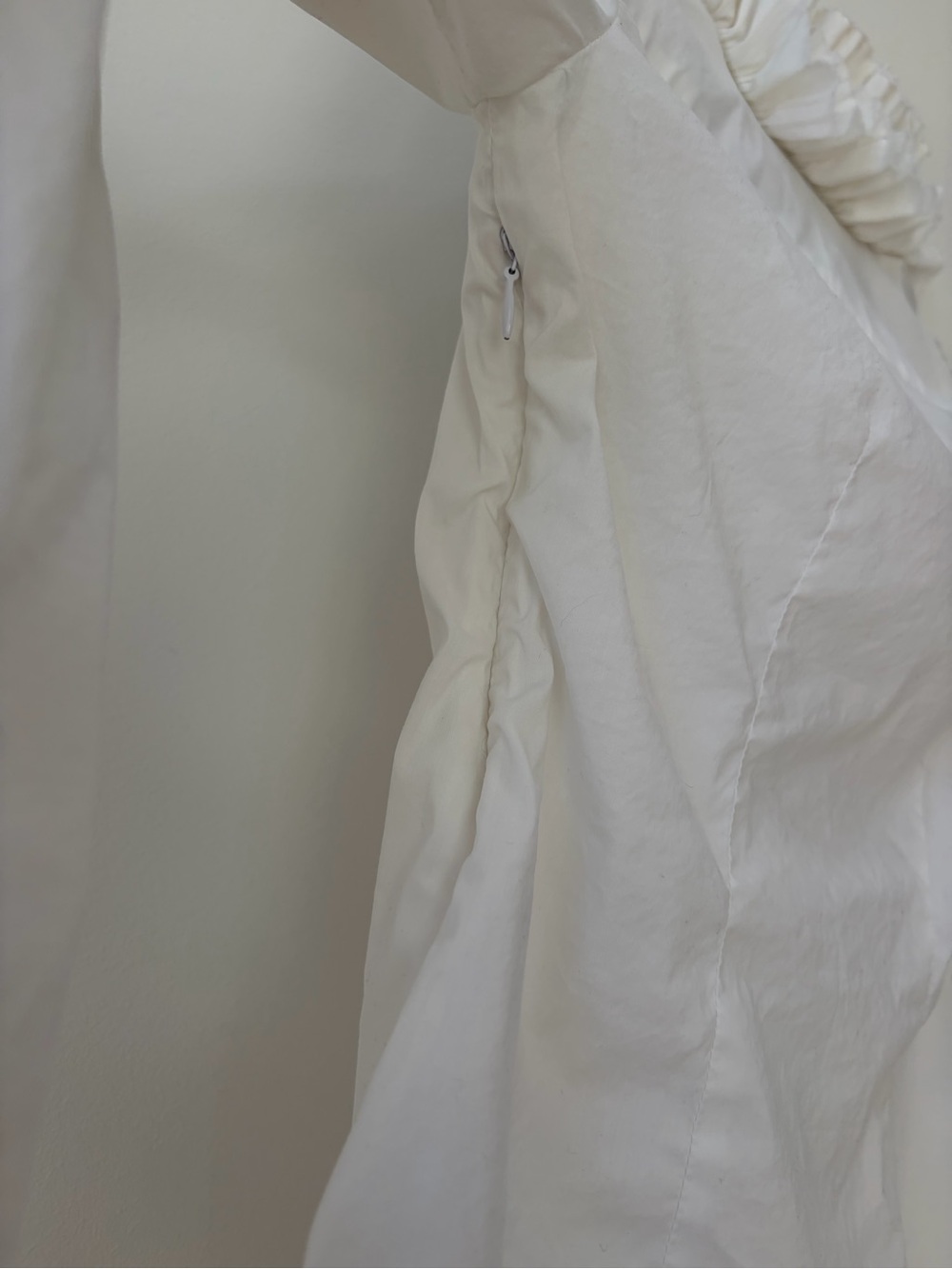 BCBGMaxAzria White Ruffle V-Neck Button-Down Blouse - Picture 8 of 9